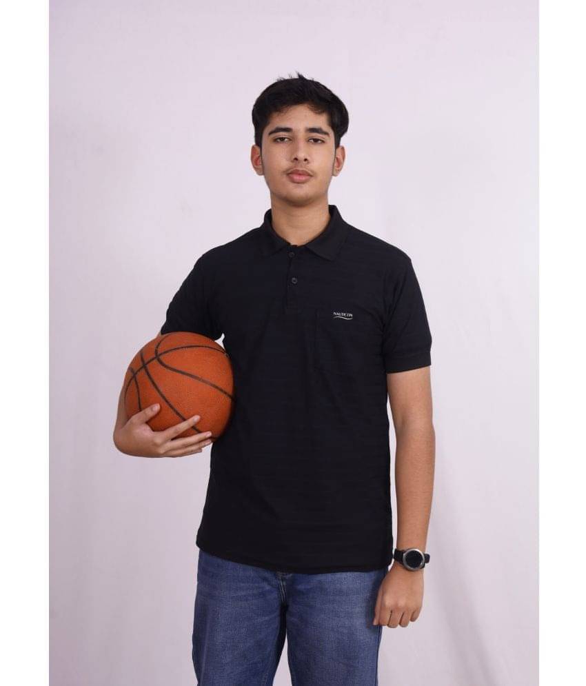     			NAUTICON Pack of 1 Polyester Regular Fit Striped Half Sleeves Men's Polo T Shirt ( Black )