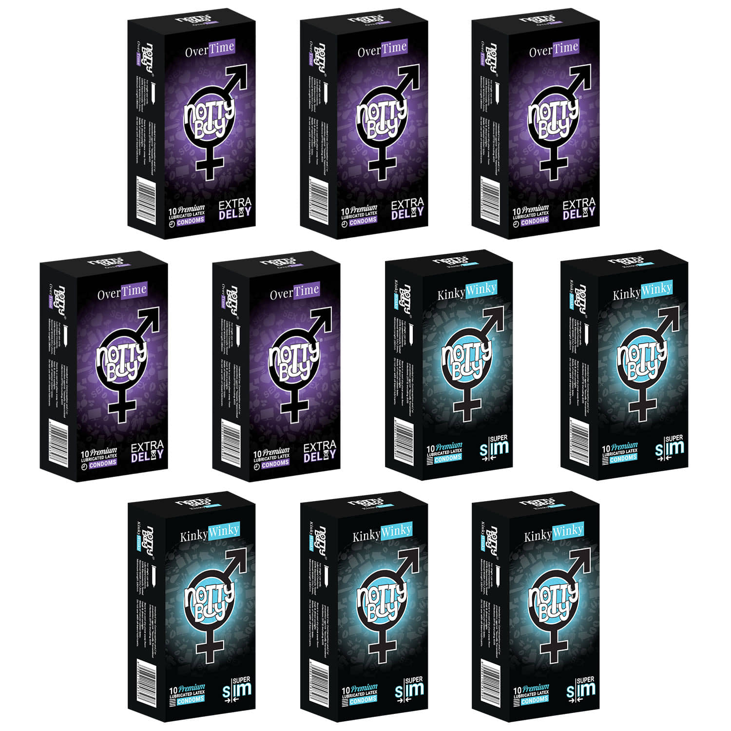 NottyBoy Extra Delay and Extra Thin Condoms - Pack of 100