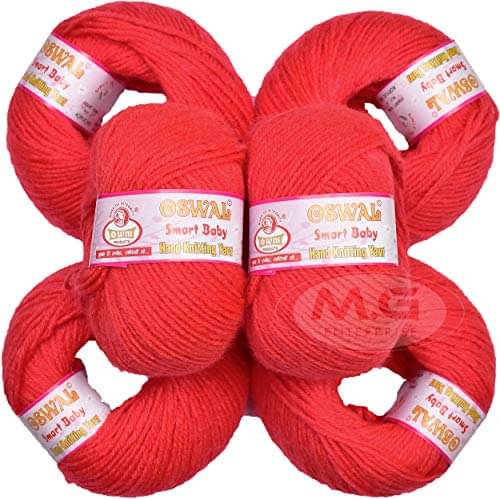     			Oswal 100% Acrylic Wool Candy Red (6 pc) Smart Baby 4 ply Wool Ball Hand Knitting Wool/Art Craft Soft Fingering Crochet Hook Yarn, Needle Knitting Yarn Thread Dyed