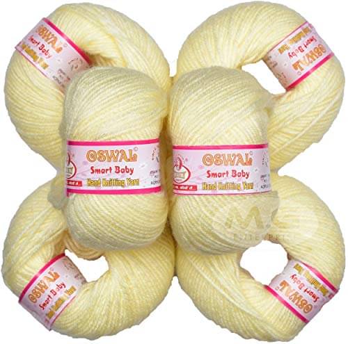     			Oswal 100% Acrylic Wool Cream (6 pc) Smart Baby 4 ply Wool Ball Hand Knitting Wool/Art Craft Soft Fingering Crochet Hook Yarn, Needle Knitting Yarn Thread Dyed