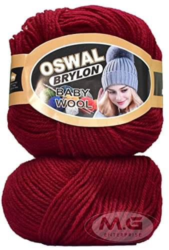     			Oswal 100% Acrylic Wool Deep Red 4 GMS Wool 4 ply Wool Ball Hand Knitting Wool/Art Craft Soft Fingering Crochet Hook Yarn- Art-AEBB