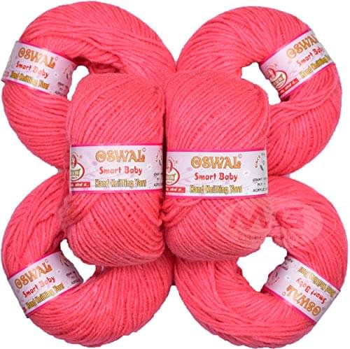     			Oswal 100% Acrylic Wool Gajri (6 pc) Smart Baby 4 ply Wool Ball Hand Knitting Wool/Art Craft Soft Fingering Crochet Hook Yarn, Needle Knitting Yarn Thread Dyed