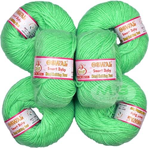     			Oswal 100% Acrylic Wool Grape Green (6 pc) Smart Baby 4 ply Wool Ball Hand Knitting Wool/Art Craft Soft Fingering Crochet Hook Yarn, Needle Knitting Yarn Thread Dyed