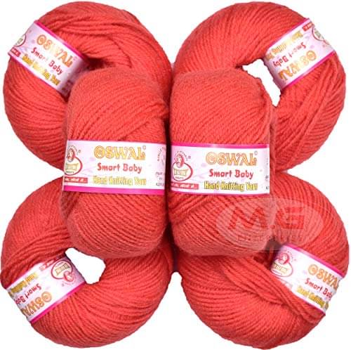     			Oswal 100% Acrylic Wool Light Red (6 pc) Smart Baby 4 ply Wool Ball Hand Knitting Wool/Art Craft Soft Fingering Crochet Hook Yarn, Needle Knitting Yarn Thread Dyed