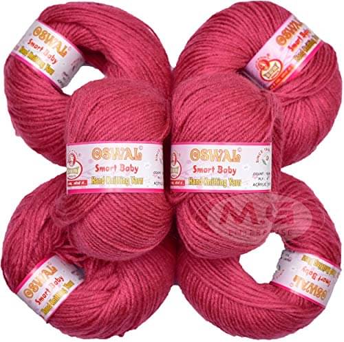     			Oswal 100% Acrylic Wool Rosy (6 pc) Smart Baby 4 ply Wool Ball Hand Knitting Wool/Art Craft Soft Fingering Crochet Hook Yarn, Needle Knitting Yarn Thread Dyed