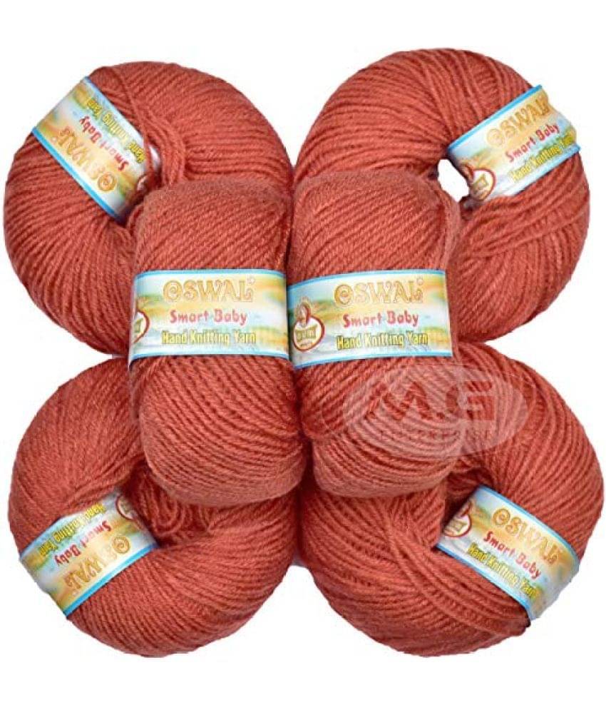     			Oswal 100% Acrylic Wool Rust (6 pc) Smart Baby 4 ply Wool Ball Hand Knitting Wool/Art Craft Soft Fingering Crochet Hook Yarn, Needle Knitting Yarn Thread Dyed