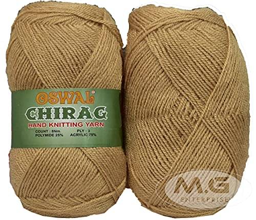     			Oswal Chirag Peanut (200 gm) Wool Ball Hand Knitting Wool/Art Craft Soft Fingering Crochet Hook Yarn, Needle Knitting Yarn Thread Dyed EGU