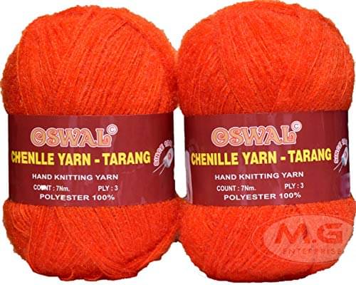     			Oswal Knitting Wool Yarn, Soft Tarang Feather Wool Ball Deep Orange 200 gm Best Used with Knitting Needles, Soft Tarang Wool Crochet NeedlesWool Yarn for Knitting. by Oswal