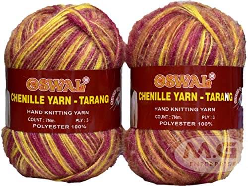    			Oswal Knitting Wool Yarn, Soft Tarang Feather Wool Ball Pancy 200 gm Best Used with Knitting Needles, Soft Tarang Wool Crochet NeedlesWool Yarn for Knitting. by Oswal
