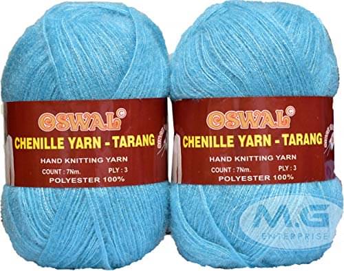     			Oswal Knitting Wool Yarn, Soft Tarang Feather Wool Ball Sky Blue 200 gm Best Used with Knitting Needles, Soft Tarang Wool Crochet NeedlesWool Yarn for Knitting. by Oswal
