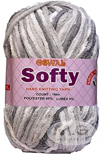    			Oswal Knitting Yarn Thick Chunky Wool, Softy Grey Mix WL 200 gm Best Used with Knitting Needles, Crochet Needles Wool Yarn for Knitting. by Oswal