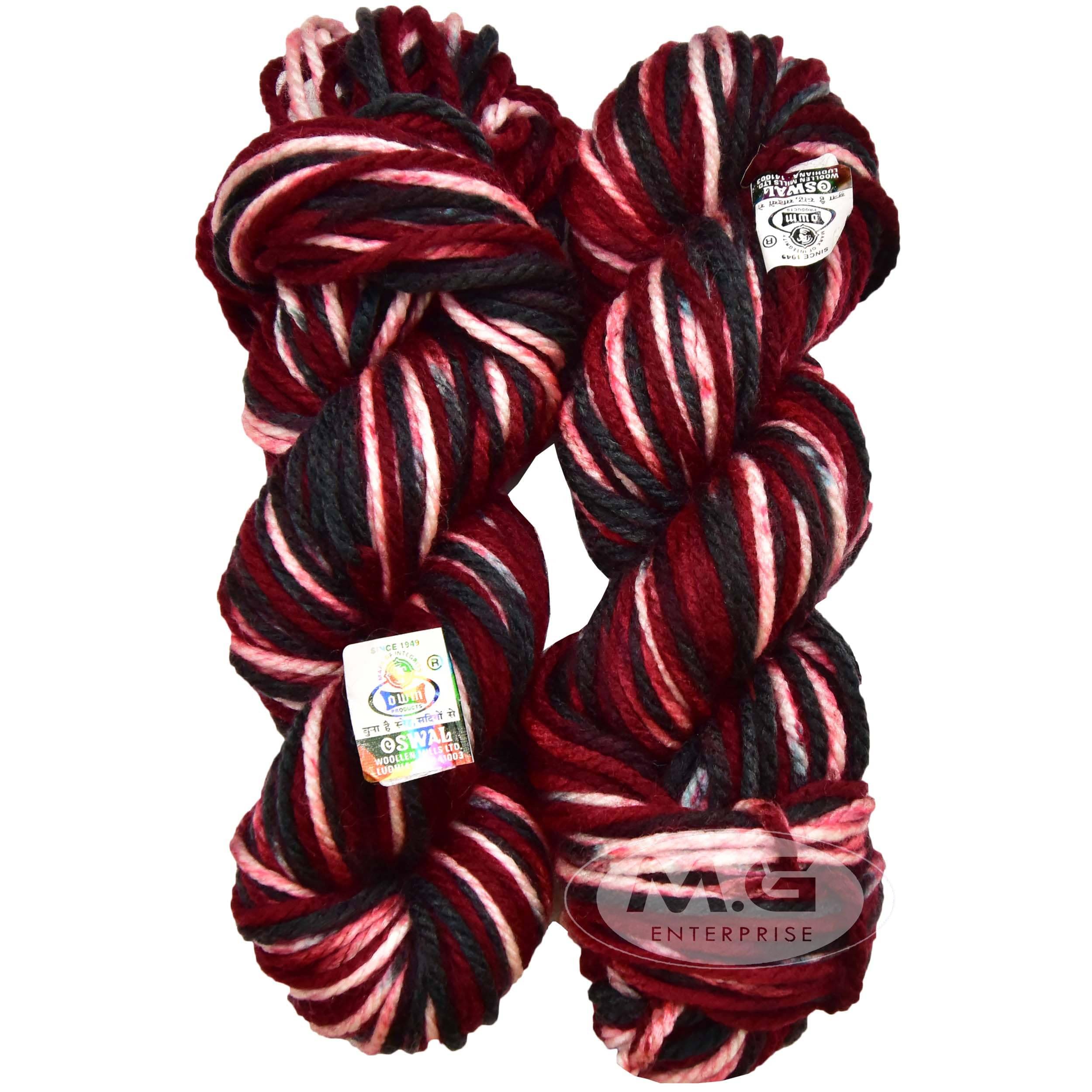    			Oswal Knitting Yarn Thick Chunky Wool, Varsha Mehroon Mix 500 GMS Best Used with Knitting Needles, Crochet Needles Wool Yarn for Knitting.-VN Art-AGCI