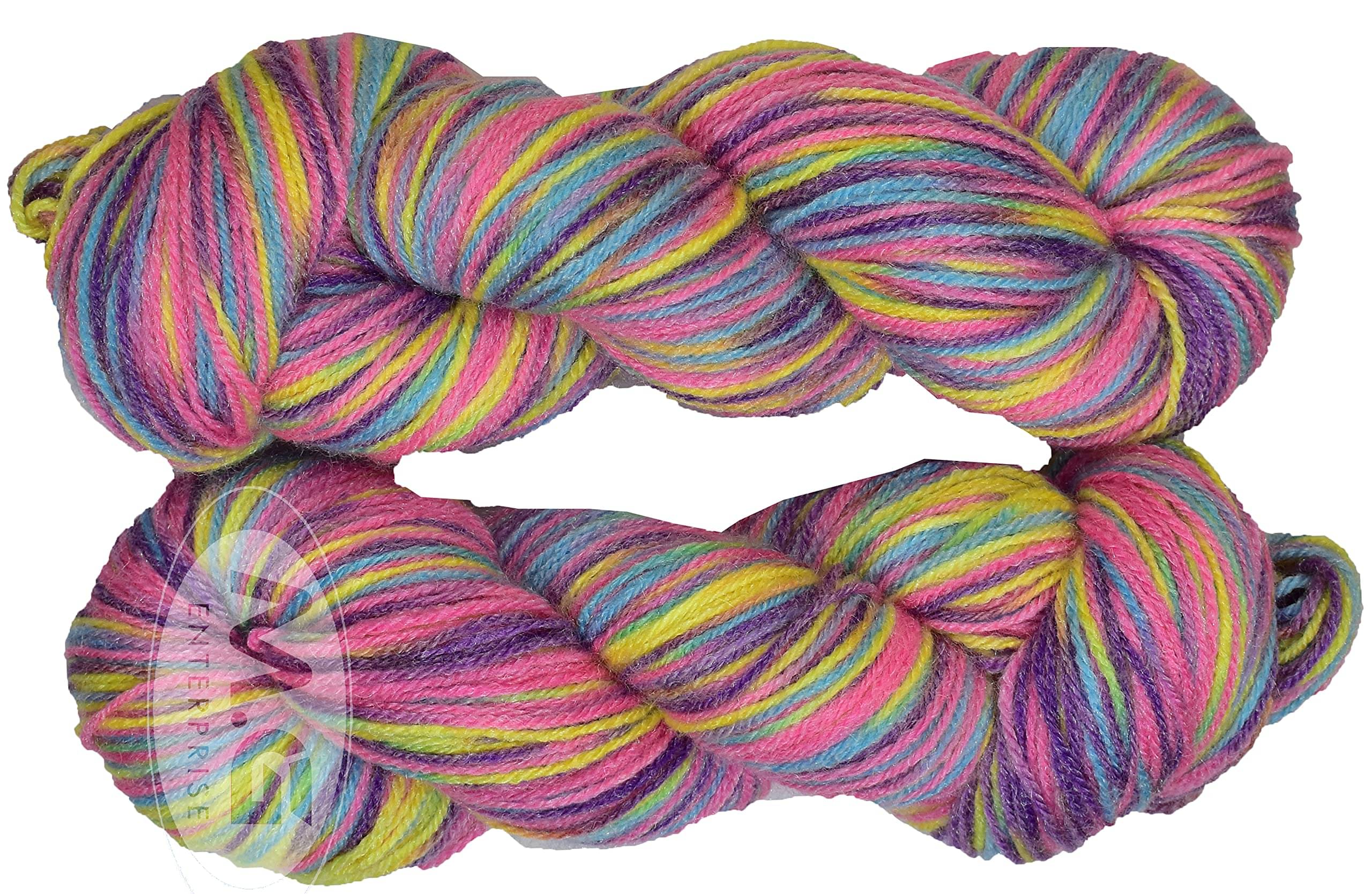     			Oswal Microrangoli Knitting Yarn Wool, Rainbow 2 200 gm Woolen Crochet Yarn Thread. Best Used with Knitting Needles, Crochet Needles. SIMI Enterprise Wool Yarn for Knitting. Best Woolen Thread. MK