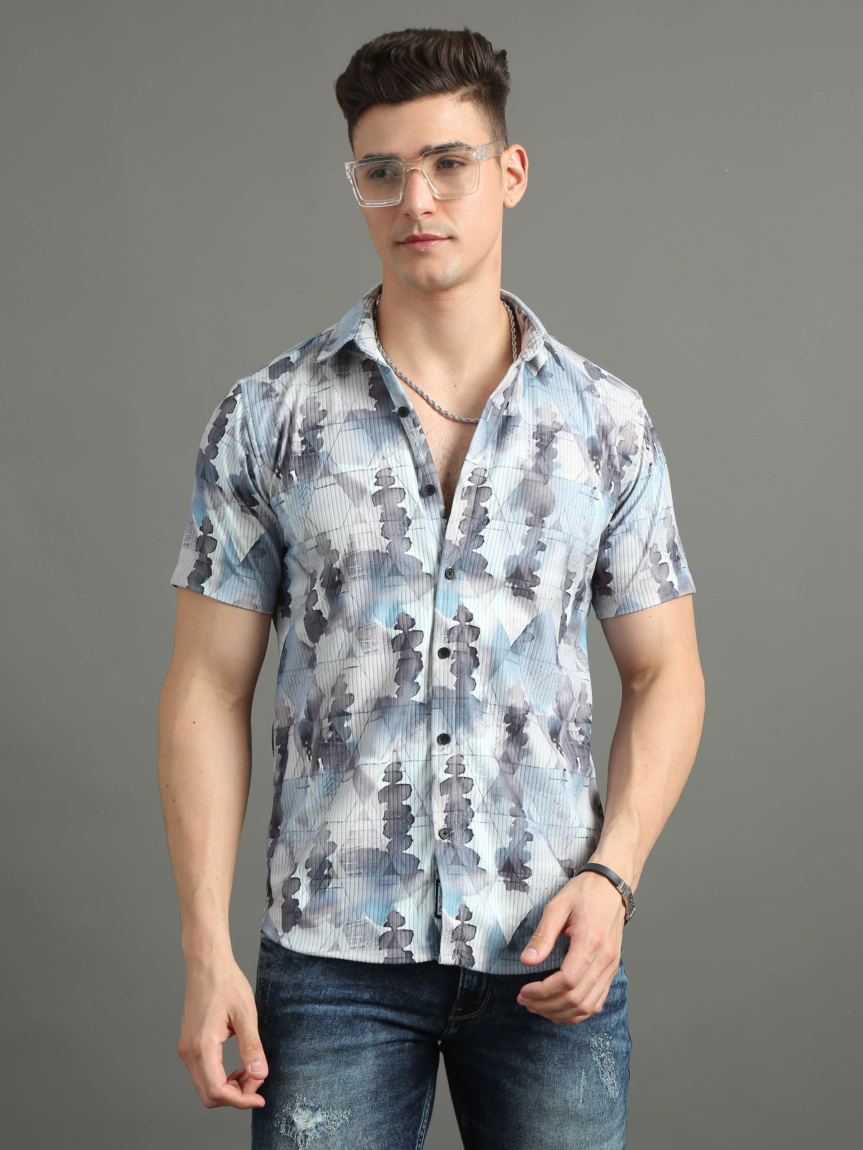     			Paul Street Polyester Slim Fit Printed Half Sleeves Men's Casual Shirt - Blue ( Pack of 1 )