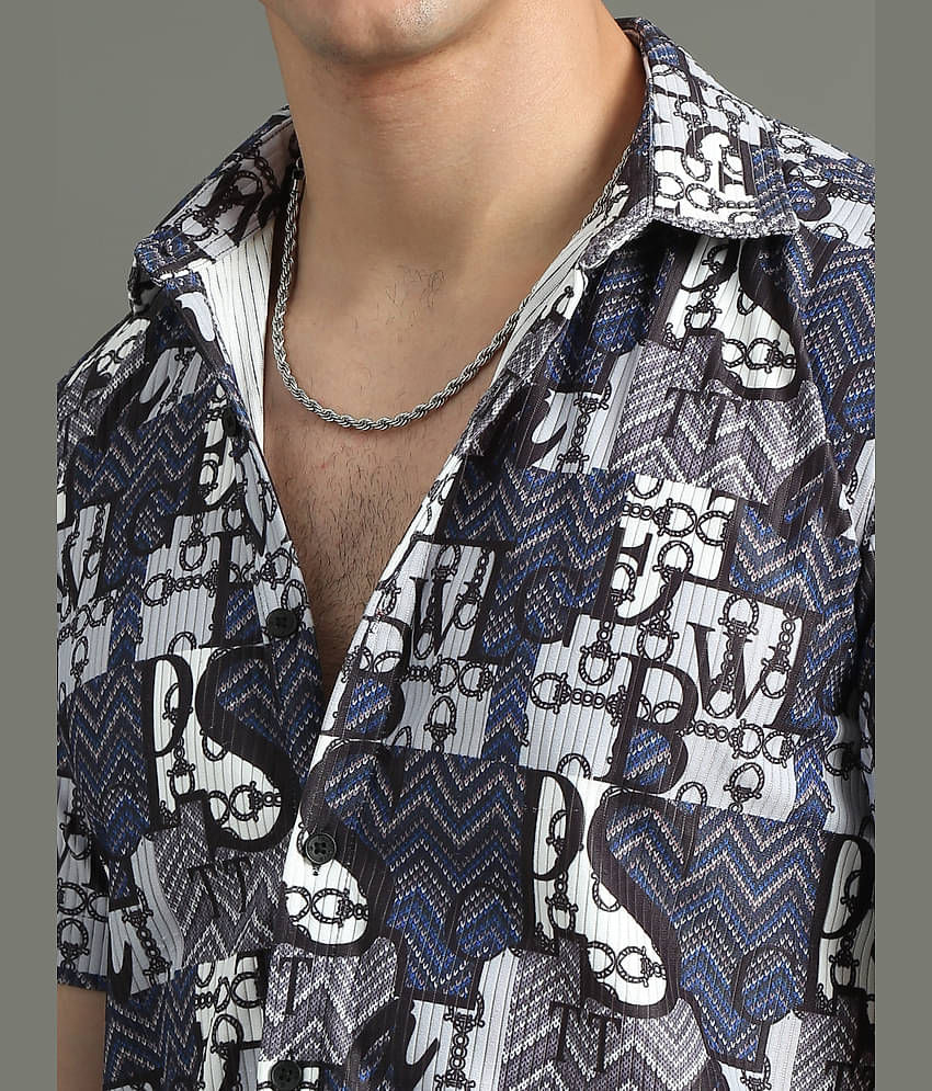 Paul Street Polyester Slim Fit Printed Half Sleeves Men's Casual Shirt - Blue ( Pack of 1 )