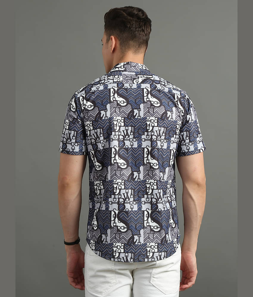 Paul Street Polyester Slim Fit Printed Half Sleeves Men's Casual Shirt - Blue ( Pack of 1 )