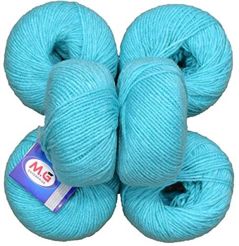     			SIMI ENTERPRISE 100% Acrylic Wool Mag Blue (6 pc) Baby Soft 4 ply Wool Ball Hand Knitting Wool/Art Craft Soft Fingering Crochet Hook Yarn, Needle Knitting Yarn Thread Dyed
