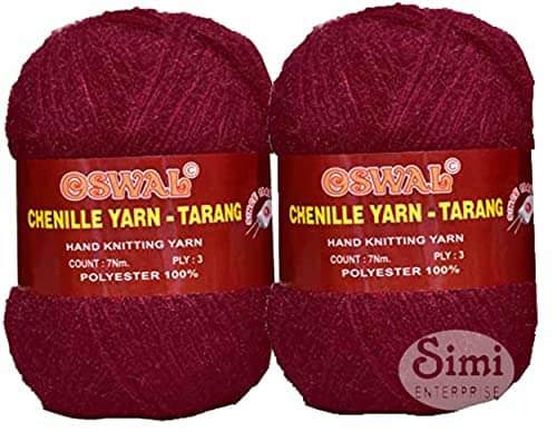     			SIMI ENTERPRISE Oswal 3 Ply Knitting Yarn Wool, Deep Red 600 gm Best Used with Knitting Crochet Needles