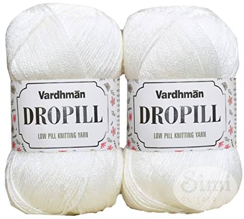     			SIMI Enterprise Drophill S/M White (200 gm) Wool Ball Hand Knitting Wool/Art Craft Soft Fingering Crochet Hook Yarn, Needle Knitting Yarn Thread Dyed