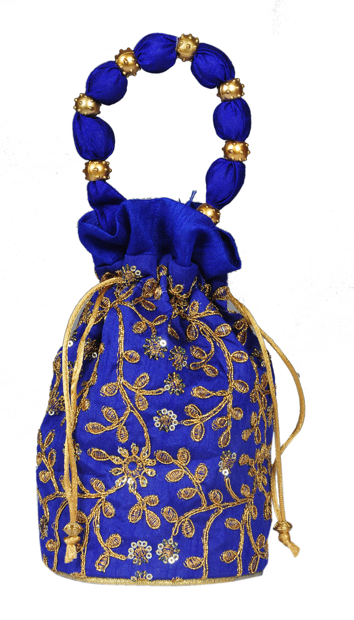     			SUNESH CREATION Blue Silk Potli
