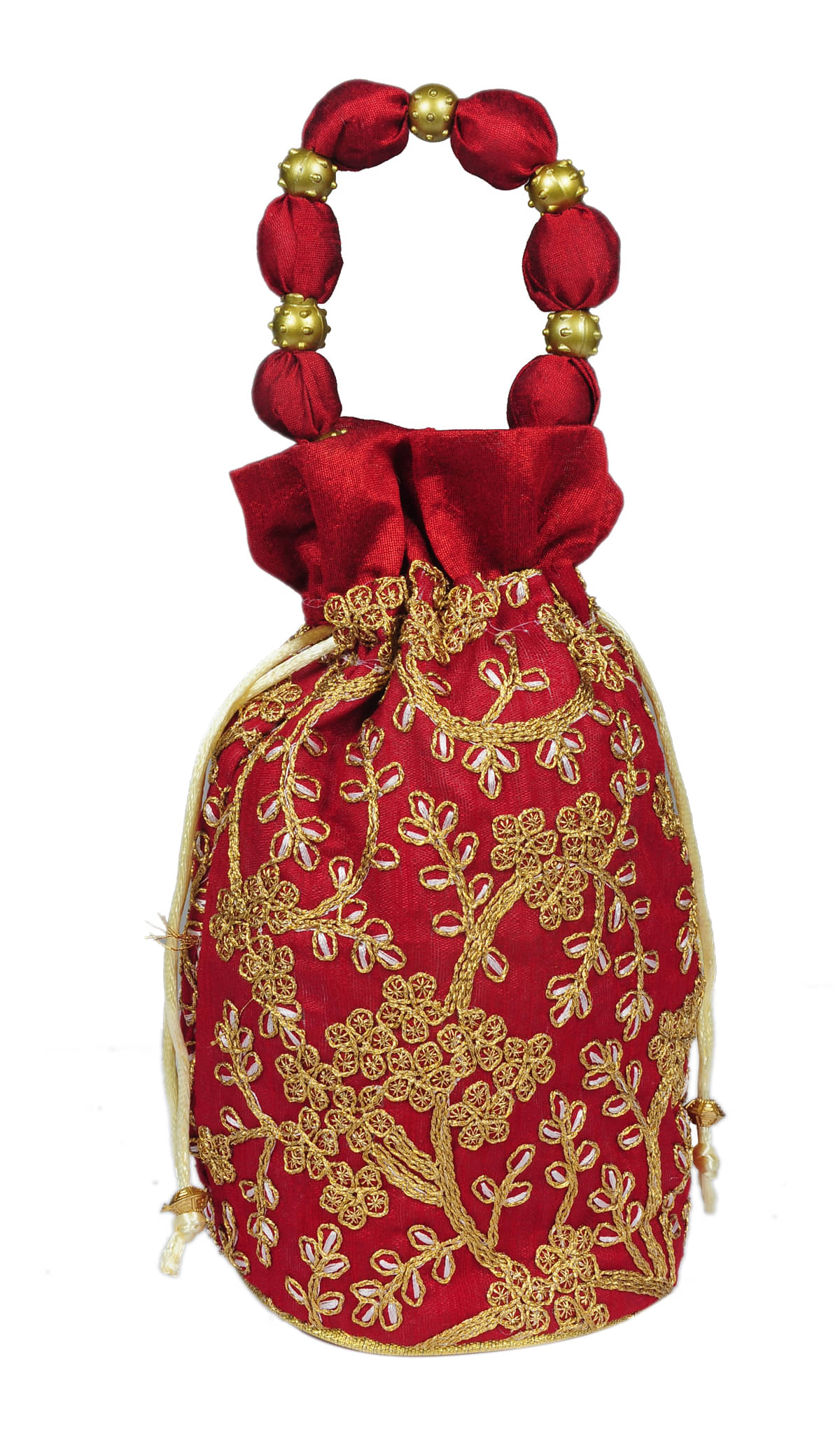     			SUNESH CREATION Maroon Silk Potli