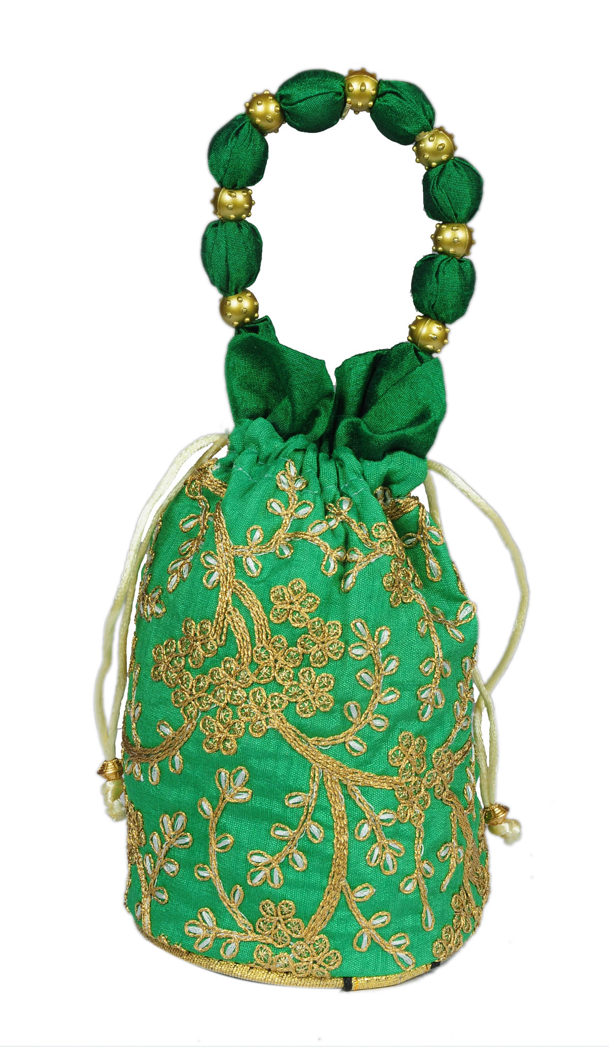     			SUNESH CREATION Olive Silk Potli