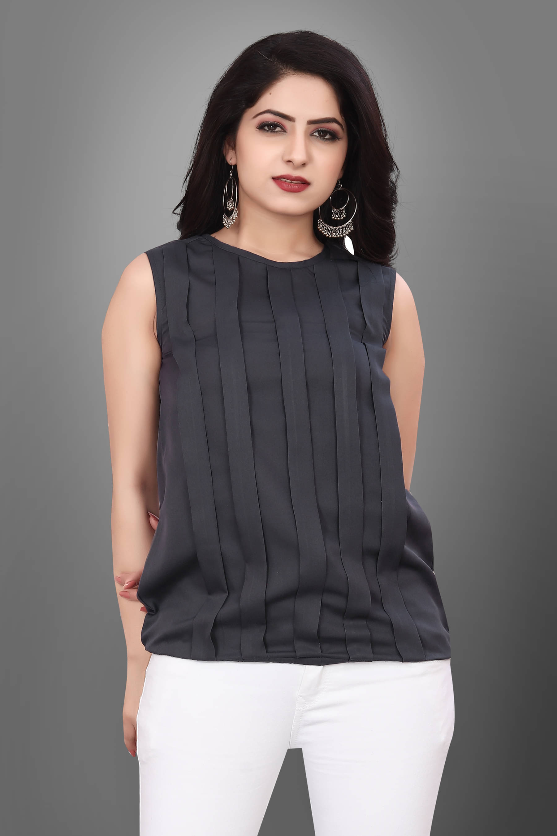 SUR-T Grey Crepe Women's Regular Top ( Pack of 1 ) SUR-T Grey Crepe Women's Regular Top ( Pack of 1 )