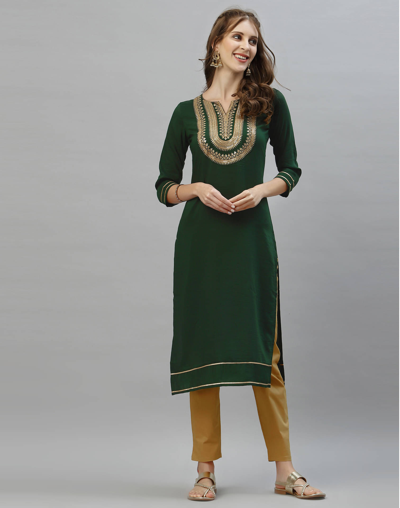 Skylee Chiffon Embroidered A-line Women's Kurti - Green ( Pack of 1 ) Skylee Chiffon Embroidered A-line Women's Kurti - Green ( Pack of 1 )