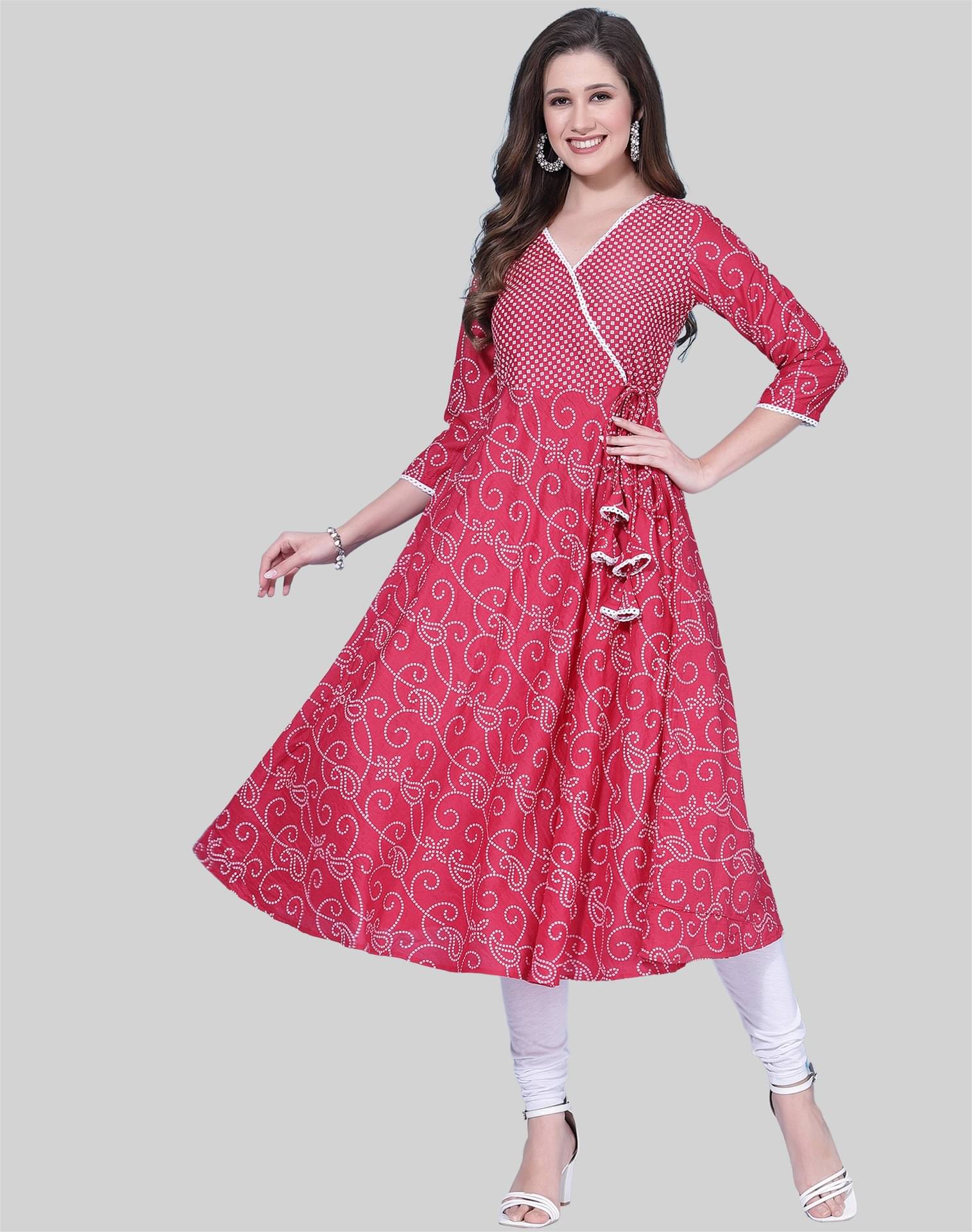 Skylee Chiffon Printed A-line Women's Kurti - Pink ( Pack of 1 ) Skylee Chiffon Printed A-line Women's Kurti - Pink ( Pack of 1 )