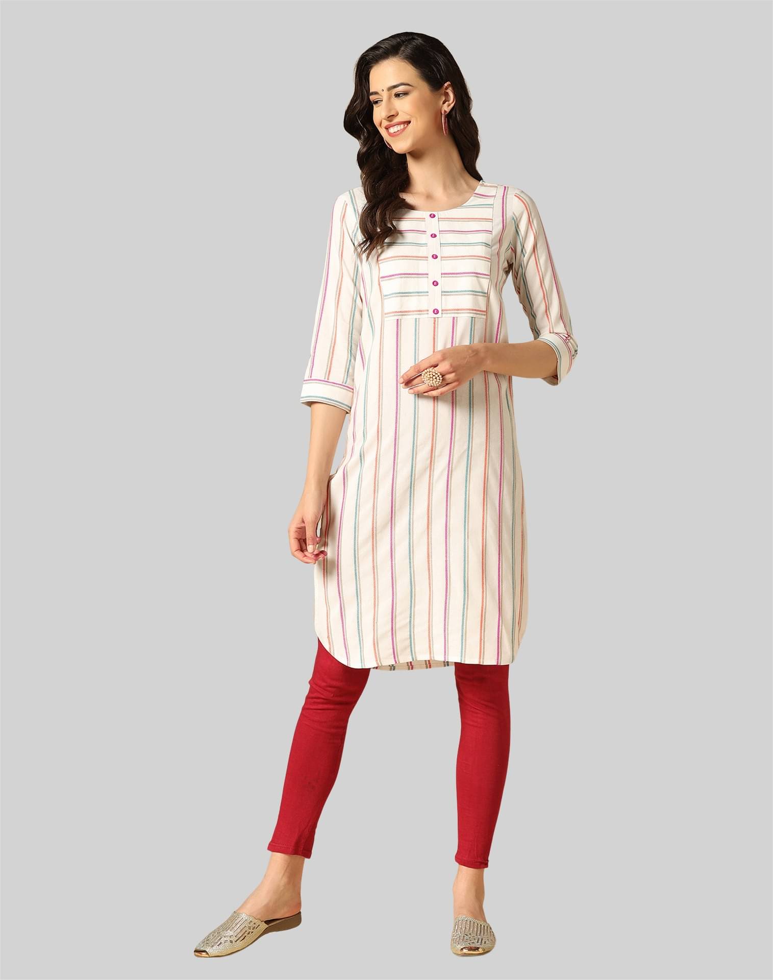     			Skylee Cotton Self Design A-line Women's Kurti - White ( Pack of 1 )