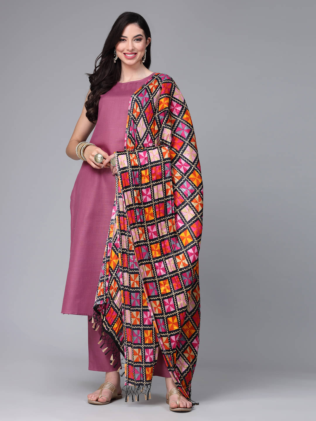     			Stylum Cotton Blend Solid Kurti With Pants Women's Stitched Salwar Suit - Mauve ( Pack of 1 )