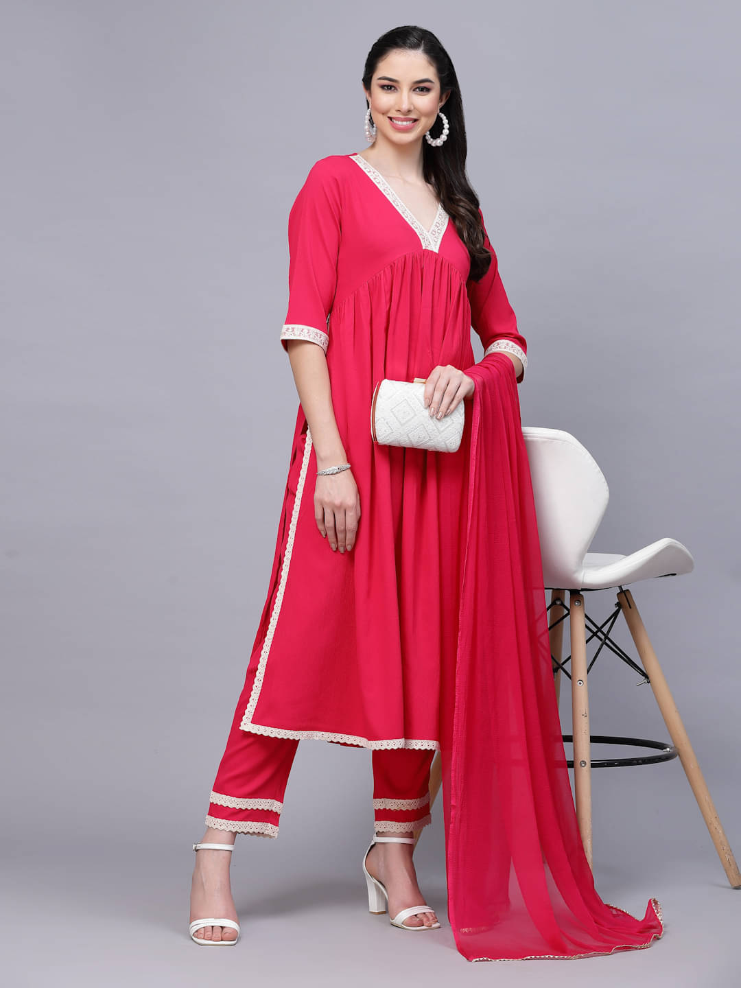 Stylum Crepe Self Design Kurti With Pants Women's Stitched Salwar Suit - Magenta ( Pack of 1 ) Stylum Crepe Self Design Kurti With Pants Women's Stitched Salwar Suit - Magenta ( Pack of 1 )