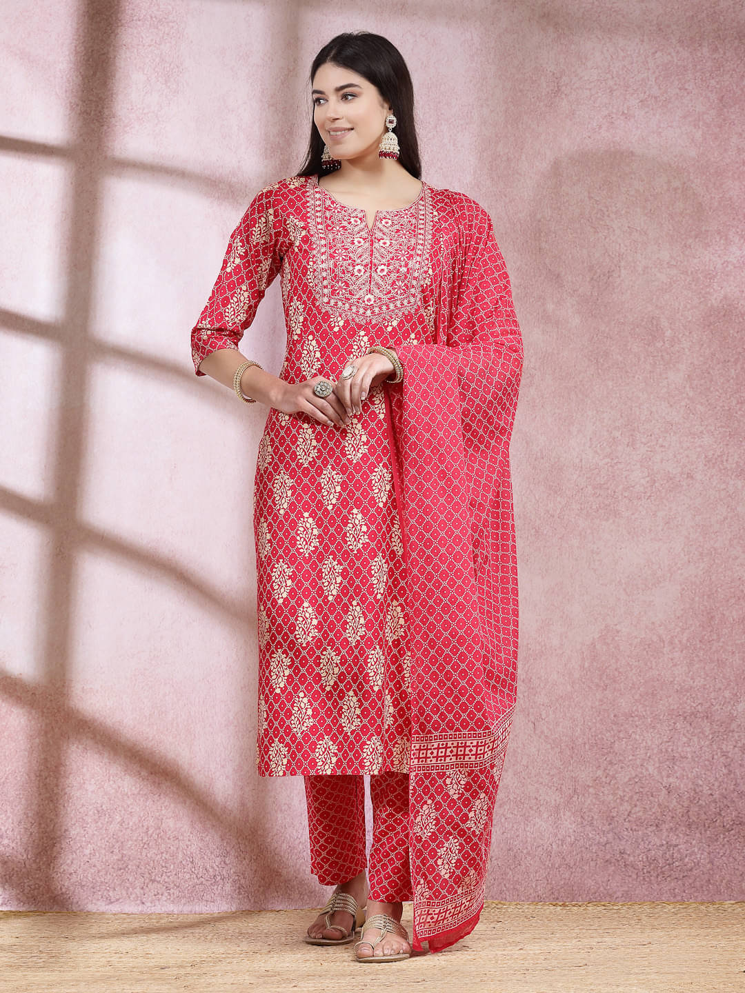 Stylum Rayon Embroidered Kurti With Pants Women's Stitched Salwar Suit - Pink ( Pack of 1 ) Stylum Rayon Embroidered Kurti With Pants Women's Stitched Salwar Suit - Pink ( Pack of 1 )