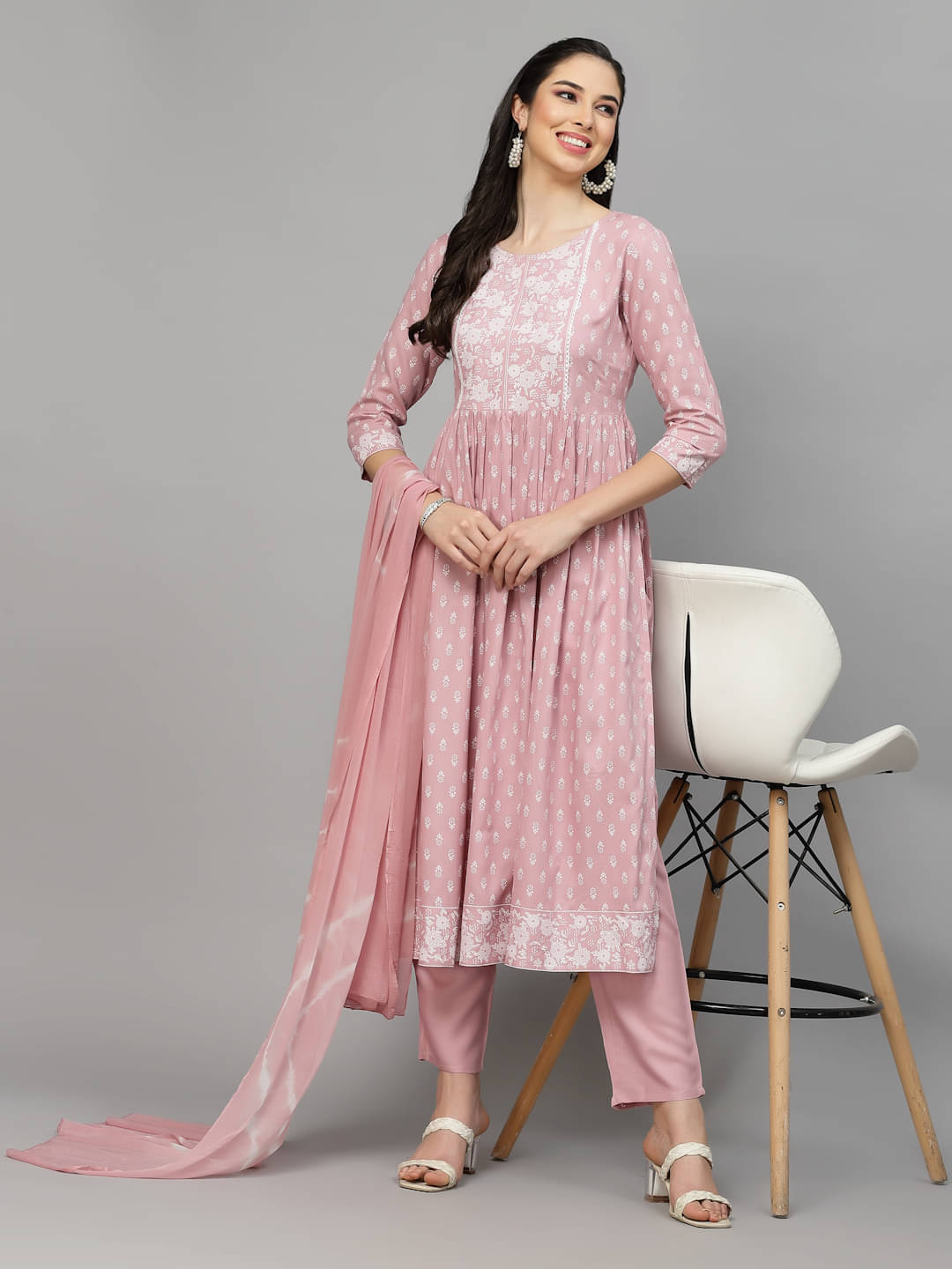    			Stylum Rayon Printed Kurti With Pants Women's Stitched Salwar Suit - Pink ( Pack of 1 )