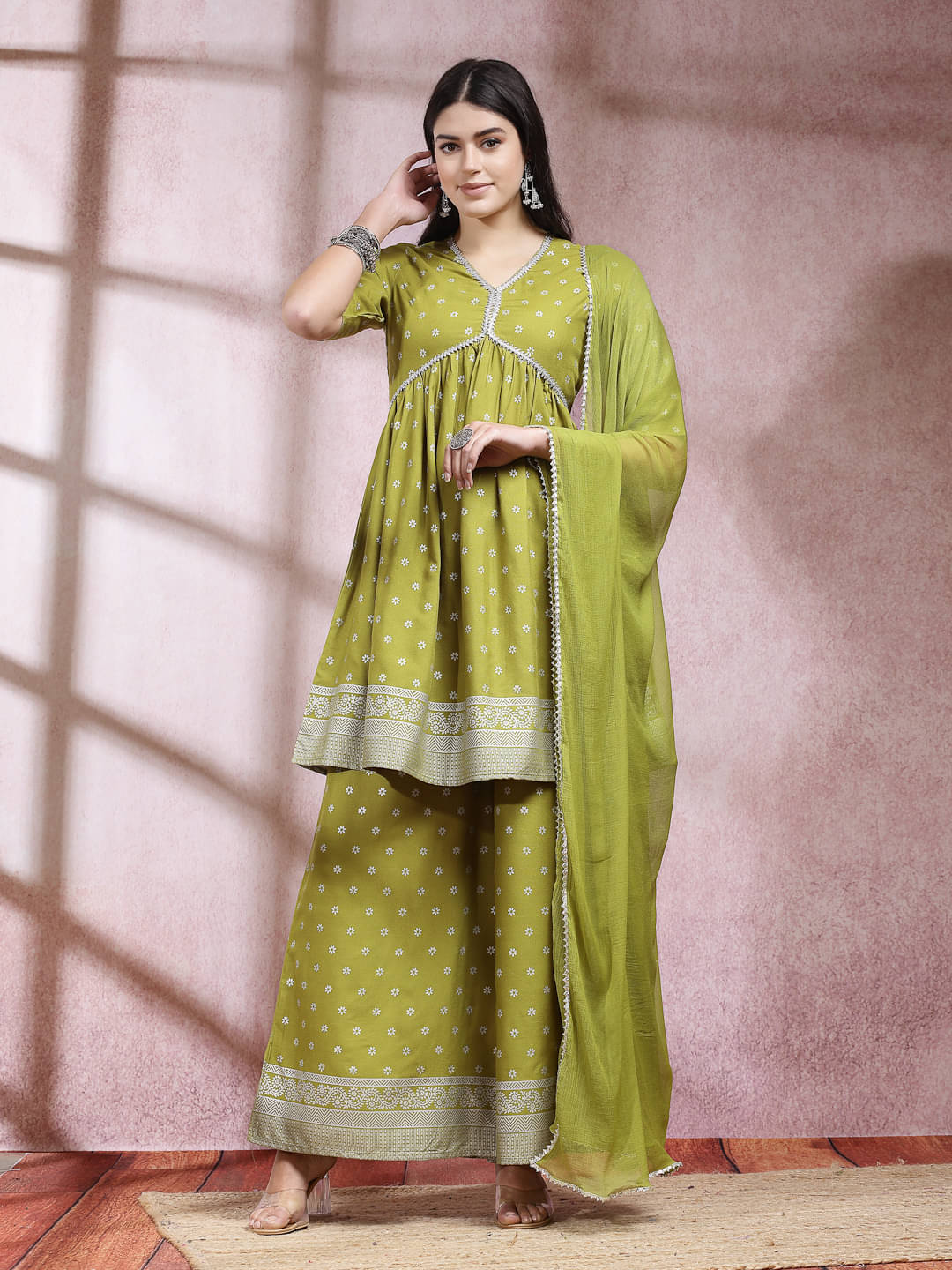 Stylum Rayon Printed Kurti With Palazzo Women's Stitched Salwar Suit - Green ( Pack of 1 ) Stylum Rayon Printed Kurti With Palazzo Women's Stitched Salwar Suit - Green ( Pack of 1 )