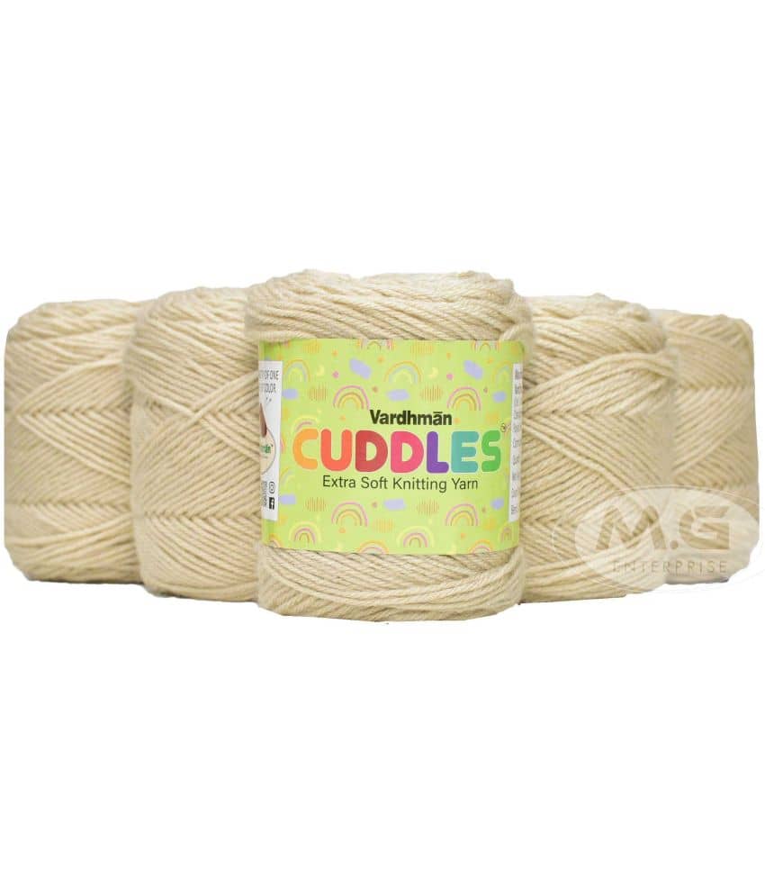 Vardhman 100% Acrylic Wool Cream 6 PC Baby Wool Ball Hand Knitting Wool/Art Craft Soft Fingering Crochet Hook Yarn-AA Art-ADDD