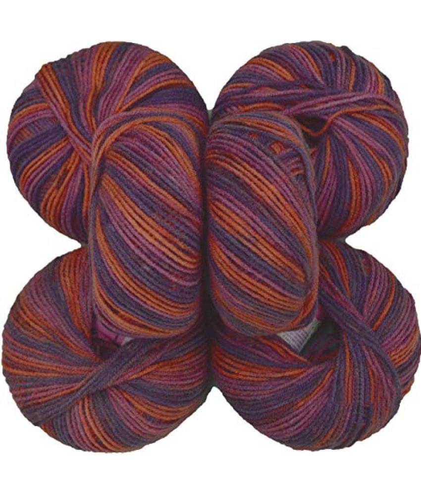     			Vardhman 100% Acrylic Wool Multi Violet (16 pc) Baby Soft Wool Ball Hand Knitting Wool/Art Craft Soft Fingering Crochet Hook Yarn, Needle Knitting Yarn Thread Dyed