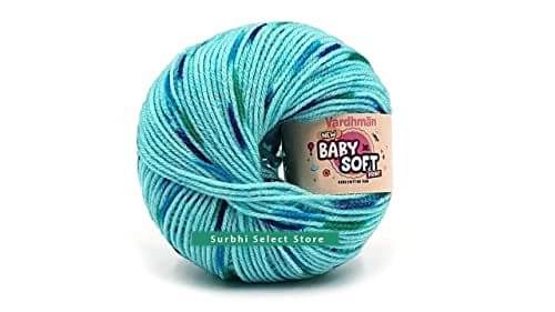     			Vardhman Acrylic Knitting Wool Yarn Multi Shaded Green White (Pack of 6) Baby Soft Wool Ball Hand Knitting Wool/Art Craft Soft Fingering Crochet Hook Yarn, Needle Knitting Yarn Thread Dyed