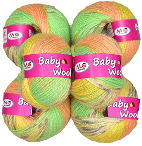 Vardhman Baby Yarn 100% Acrylic Wool Gajri (6 pc) Baby Wool 4 ply Wool Ball Hand Knitting Wool/Art Craft Soft Fingering Crochet Hook Yarn, Needle Knitting Yarn Thread Dyed