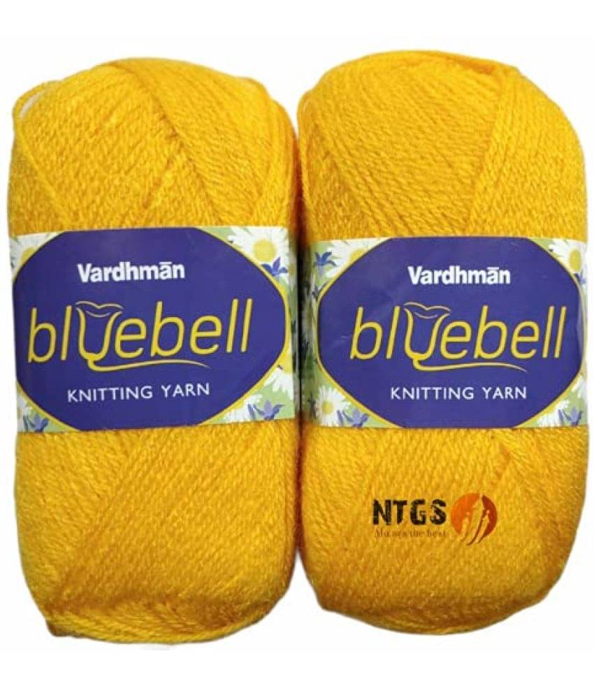     			Vardhman Bluebell 600 g Wool Ball Hand Knitting Wool & Art Craft Soft Fingering Crochet Hook Yarn Needles Acrylic Knitting Yarn Thread Dyed Yellow (One Ball 100gm Each) Shade No-15