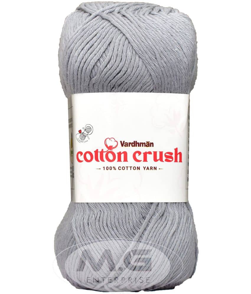 Vardhman Cotton Crush 8-ply Steel Grey 400 GMS 100% Cotton Ball Hand Knitting Cotton/Art Craft Soft Fingering Crochet Hook Yarn, Needle Knitting Yarn Thread Dyed-GC Art-AFCG