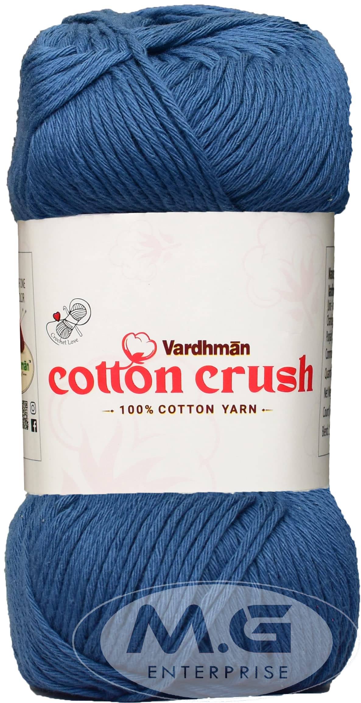     			Vardhman Cotton Crush 8-ply Airforce 400 GMS 100% Cotton Ball Hand Knitting Cotton/Art Craft Soft Fingering Crochet Hook Yarn, Needle Knitting Yarn Thread Dyed-DC Art-AFCD