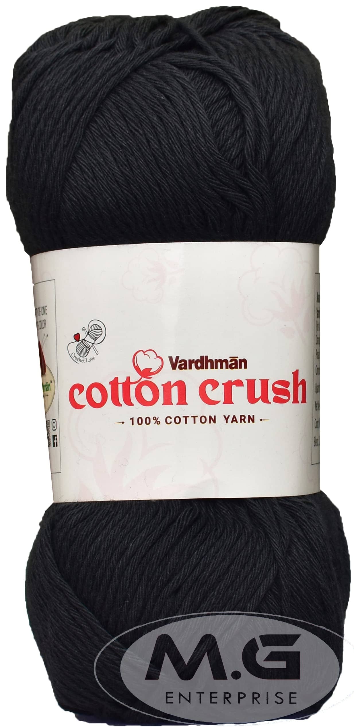 Vardhman Cotton Crush 8-ply Black 600 GMS 100% Cotton Ball Hand Knitting Cotton/Art Craft Soft Fingering Crochet Hook Yarn, Needle Knitting Yarn Thread Dyed-BC Art-AFCB
