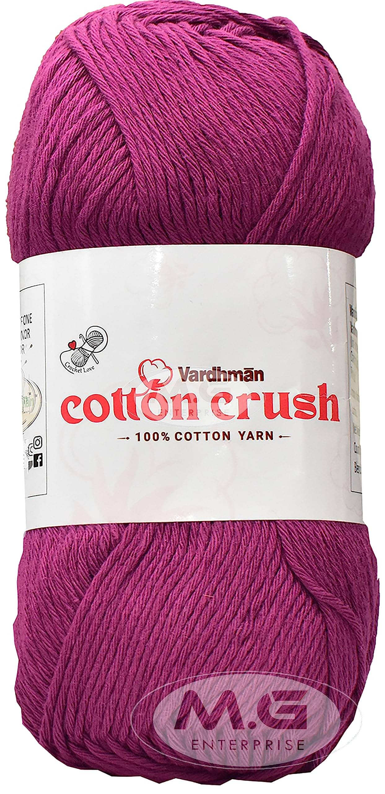     			Vardhman Cotton Crush 8-ply Deep Magenta 200 GMS 100% Cotton Ball Hand Knitting Cotton/Art Craft Soft Fingering Crochet Hook Yarn, Needle Knitting Yarn Thread Dyed-DO Art-AFEG