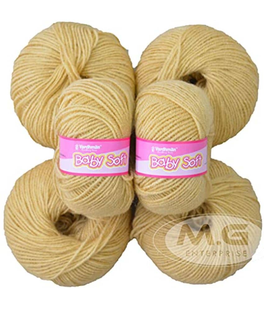 Vardhman Knitting Yarn 100% Acrylic Wool Mustard 6 Pc Baby Wool 4 ply Wool Ball Hand Knitting Wool/Art Craft Soft Fingering Crochet Hook Yarn-JI Art-GI