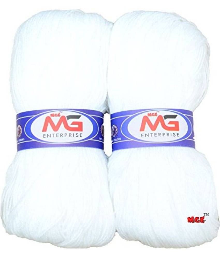     			Vardhman RABIT Excel White 400 gm Wool Hank Hand Knitting Wool/Art Craft Soft Fingering Crochet Hook Yarn, Needle Acrylic Knitting Yarn Thread Dyed by Vardhman