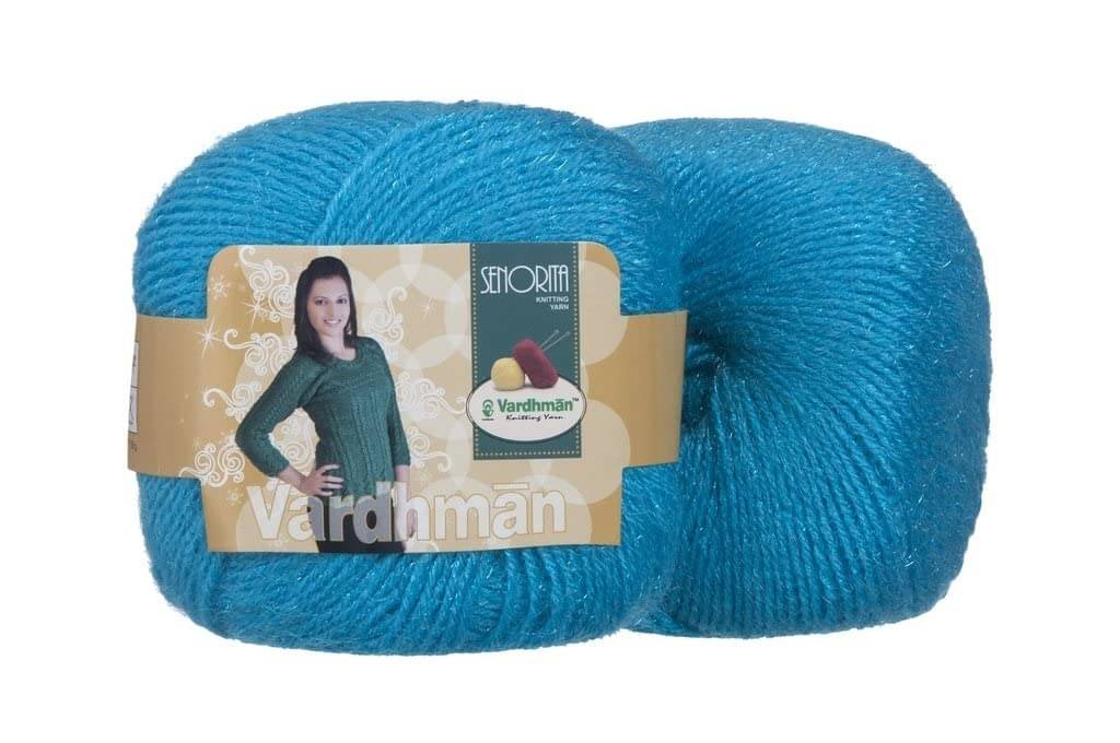     			Vardhman Senorita 400 gm Wool Ball Hand Knitting Wool/Art Craft Soft Fingering Crochet Hook Yarn, Needle Acrylic Knitting Yarn Thread Dyed (Sky Blue)