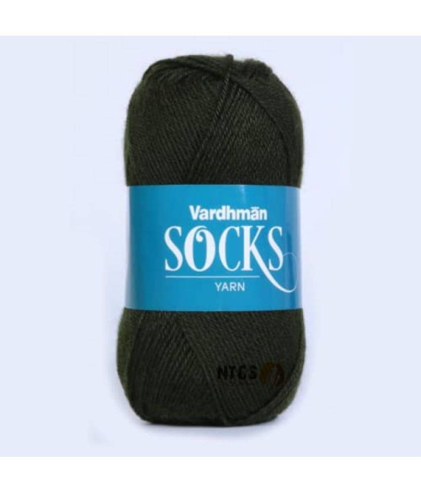     			Vardhman Socks Wool Ball Hand Knitting Art Craft Soft Fingering Crochet Hook Yarn, Mehendi Shade, Shade no.10 Pack of 600gms