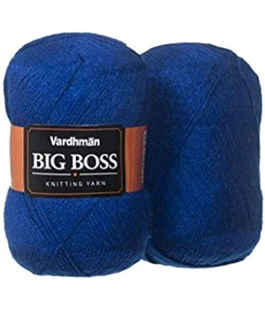 Vardhman YARN Big boss Wool Hand Knitting Soft Fingering Hank 800gm Royal Blue Shade no-7