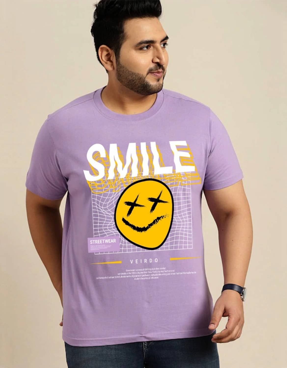 Veirdo Pack of 1 100% Cotton Oversized Fit Men's T-Shirt ( Purple )